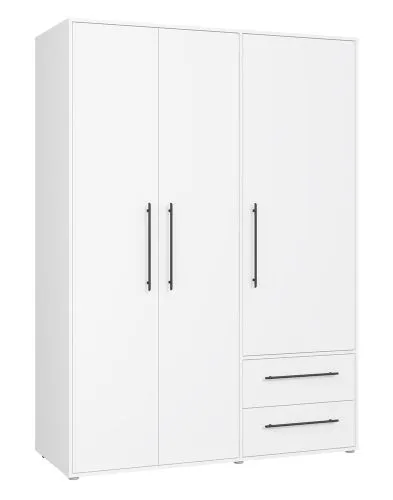 Kleiderschrank Drehtürenschrank Mokko | mit Schubkästen | weiß | 144,4 x 200 x 59 cm