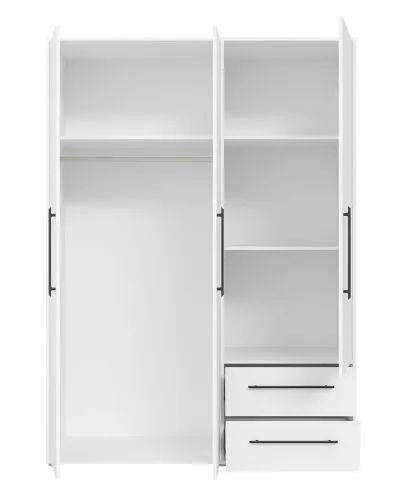 Kleiderschrank Drehtürenschrank Mokko | mit Schubkästen | weiß | 144,4 x 200 x 59 cm