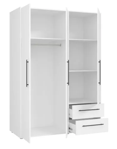 Kleiderschrank Drehtürenschrank Mokko | mit Schubkästen | weiß | 144,4 x 200 x 59 cm