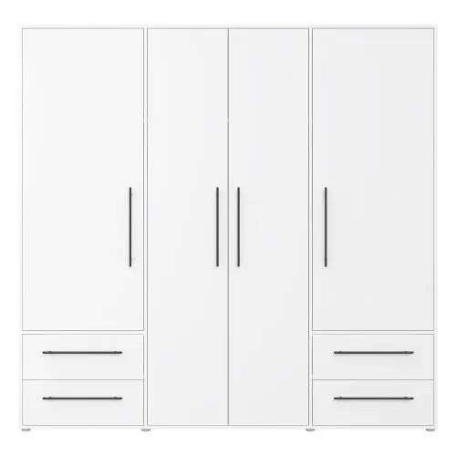 Kleiderschrank Drehtürenschrank Mokko | mit Schubkästen | weiß | 206 x 200 x 59 cm