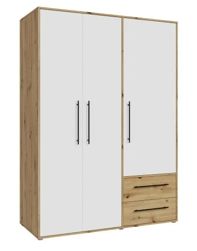 Kleiderschrank Drehtürenschrank Mokko | mit Schubkästen | weiß / Artisan Eiche | verschiedene Größen