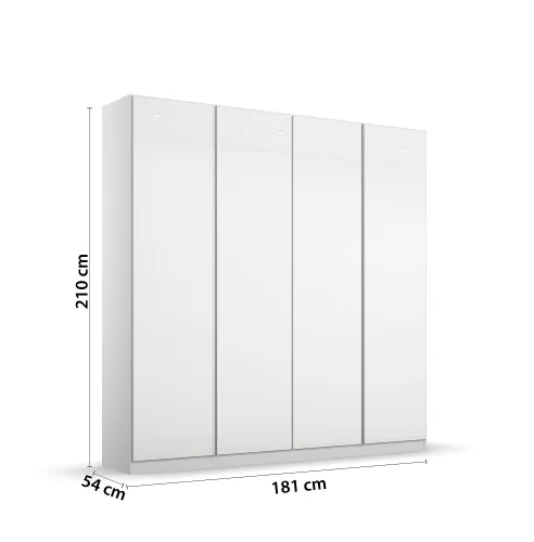 Kleiderschrank Drehtürenschrank Monostar | 4-türig | mit Glastüren | Alpinweiß | 181x210 | mit Schubkasteneinsatz & Wäscheeinteilung