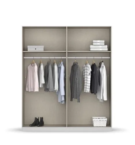Kleiderschrank Drehtürenschrank Monostar | 4-türig | mit Glastüren | Glas basalt / grau metallic | 181x210 | ohne Schubkasteneinsatz & Wäscheeinteilung