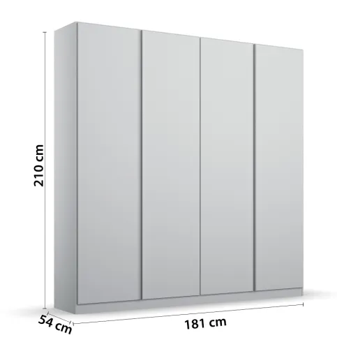 Kleiderschrank Drehtürenschrank Monostar | 4-türig | seidengrau 181 x 210 x 54 cm