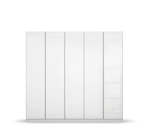 Kleiderschrank Drehtürenschrank Monostar | 5-türig | mit Glastüren | Alpinweiß | 226x210 | mit Schubkasteneinsatz
