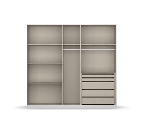 Kleiderschrank Drehtürenschrank Monostar | 5-türig | mit Glastüren | Alpinweiß | 226x210 | mit Schubkasteneinsatz