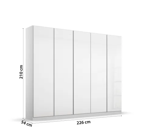 Kleiderschrank Drehtürenschrank Monostar | 5-türig | mit Glastüren | Alpinweiß | 226x210 | ohne Schubkasteneinsatz