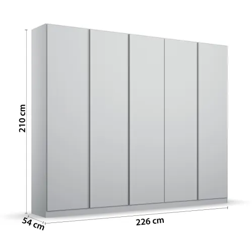 Kleiderschrank Drehtürenschrank Monostar | 5-türig | seidengrau 226 x 210 x 54