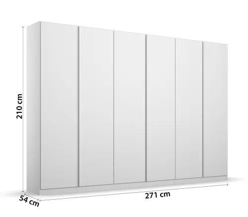 Kleiderschrank Drehtürenschrank Monostar | 6-türig | Alpinweiß 271 x 210 x 54 cm