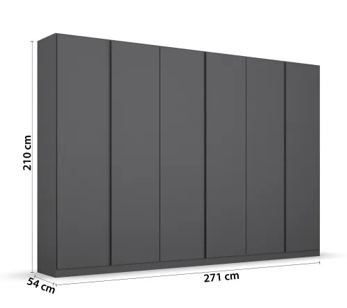 Kleiderschrank Drehtürenschrank Monostar | 6-türig | grau-metallic 271 x 210 x 54