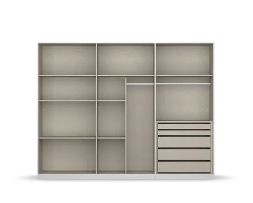 Kleiderschrank Drehtürenschrank Monostar | 6-türig | mit Glastüren | Alpinweiß | 271x210 | mit Schubkasteneinsatz & Wäscheeinteilung