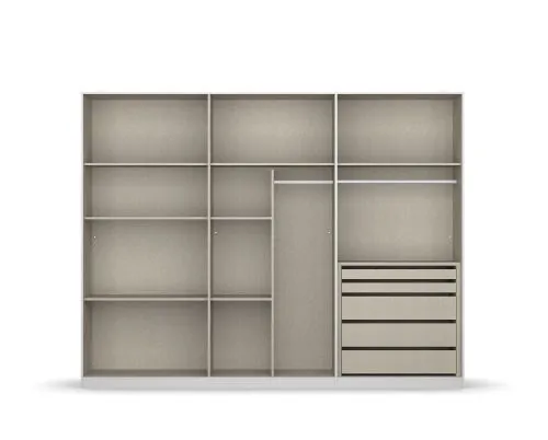 Kleiderschrank Drehtürenschrank Monostar | 6-türig | mit Glastüren | Glas basalt / grau metallic | 271x210 | mit Schubkasteneinsatz & Wäscheeinteilung