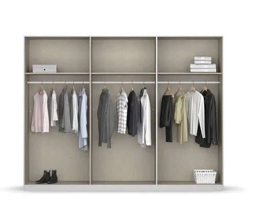 Kleiderschrank Drehtürenschrank Monostar | 6-türig | mit Glastüren | Glas basalt / grau metallic | 271x210 | ohne Schubkasteneinsatz & Wäscheeinteilung