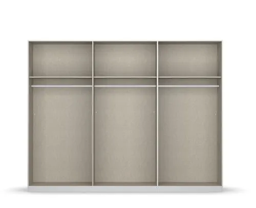 Kleiderschrank Drehtürenschrank Monostar | 6-türig | mit Glastüren | Glas basalt / grau metallic | 271x210 | ohne Schubkasteneinsatz & Wäscheeinteilung