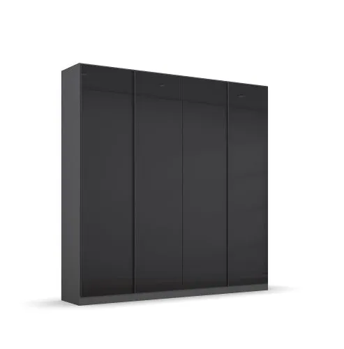 Kleiderschrank Drehtürenschrank Monostar | mit Glastüren | opt. Zubehör | Glas basalt / grau metallic | verschiedene Größen