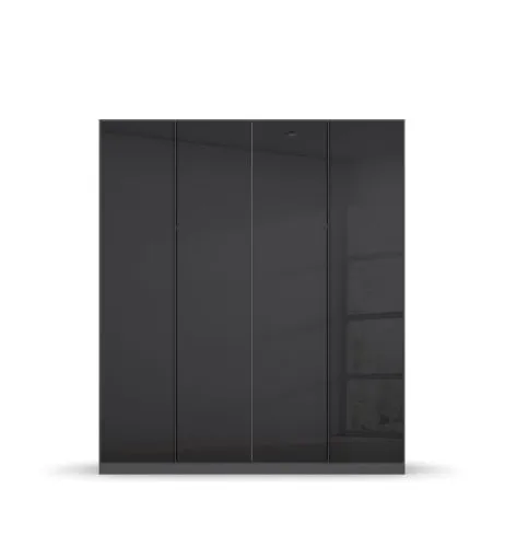 Kleiderschrank Drehtürenschrank Monostar | mit Glastüren | opt. Zubehör | Glas basalt / grau metallic | verschiedene Größen