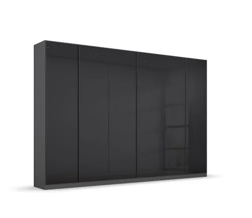 Kleiderschrank Drehtürenschrank Monostar | mit Glastüren | opt. Zubehör | Glas basalt / grau metallic | verschiedene Größen