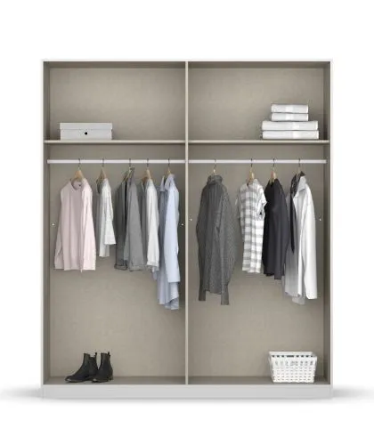 Kleiderschrank Drehtürenschrank Monostar | mit Glastüren | opt. Zubehör | Glas basalt / grau metallic | verschiedene Größen