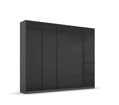 Kleiderschrank Drehtürenschrank Monostar | mit Glastüren | opt. Zubehör | Glas basalt / grau metallic | verschiedene Größen