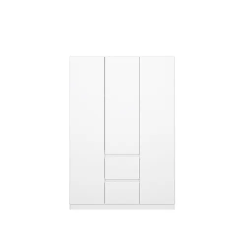 Kleiderschrank Drehtürenschrank Nidda | 3-türig | mit Schubkästen | Alpinweiß