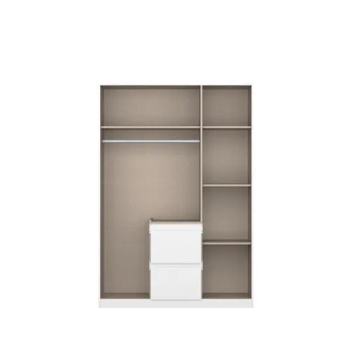 Kleiderschrank Drehtürenschrank Nidda | 3-türig | mit Schubkästen | Alpinweiß