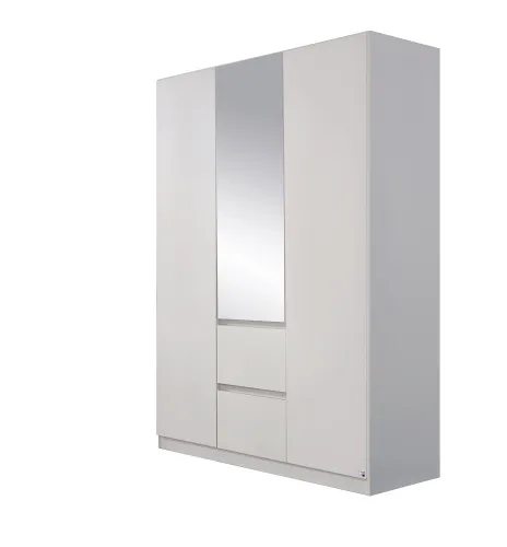 Kleiderschrank Drehtürenschrank Nidda | 3-türig | mit Spiegel | Alpinweiß