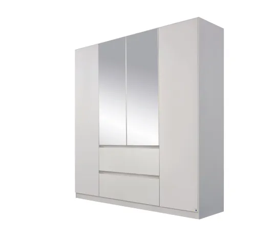 Kleiderschrank Drehtürenschrank Nidda | 4-türig | mit Spiegel | Alpinweiß