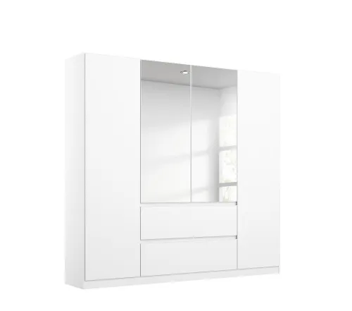 Kleiderschrank Drehtürenschrank Nidda | 4-türig | mit Spiegel | Alpinweiß