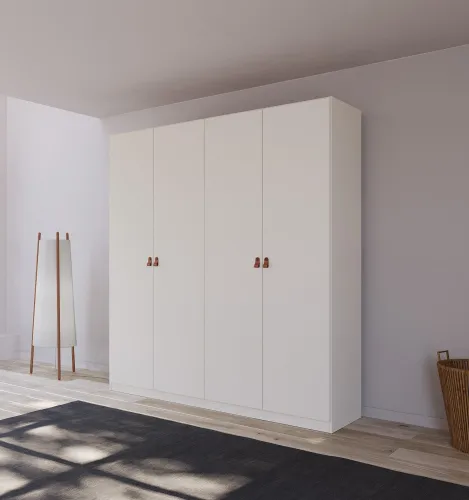 Kleiderschrank Drehtürenschrank Quadra-Spin | 4-türig | alpinweiß | 181x210 | Griff Homey