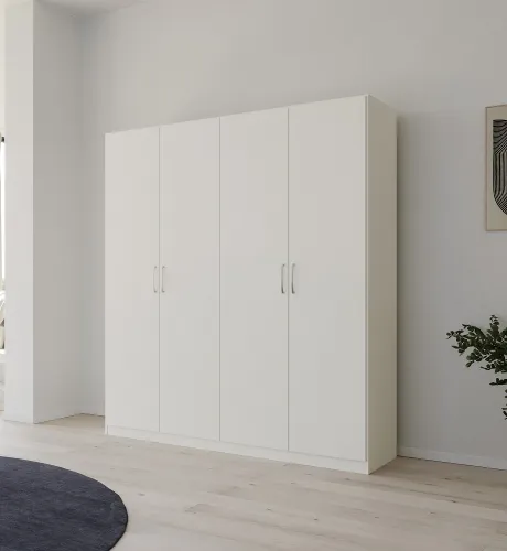 Kleiderschrank Drehtürenschrank Quadra-Spin | 4-türig | alpinweiß | 181x210 | Griff Pure