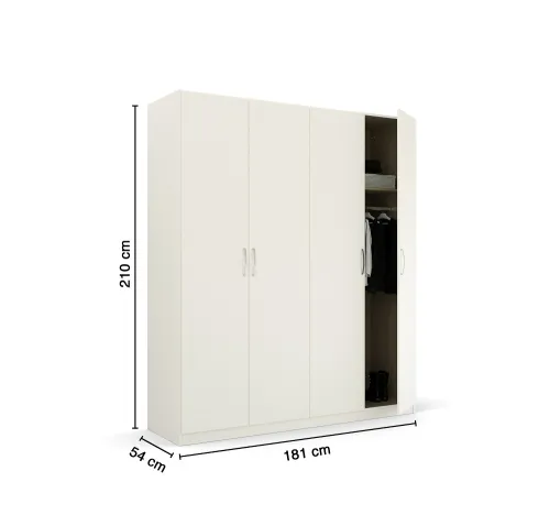 Kleiderschrank Drehtürenschrank Quadra-Spin | 4-türig | alpinweiß | 181x210 | Griff Pure