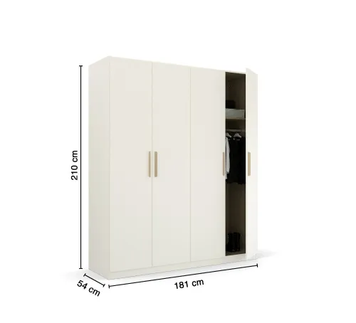 Kleiderschrank Drehtürenschrank Quadra-Spin | 4-türig | alpinweiß | Skandi Eiche | 181x210