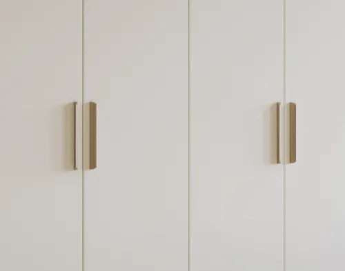 Kleiderschrank Drehtürenschrank Quadra-Spin | 4-türig | alpinweiß | Skandi Eiche | 181x210