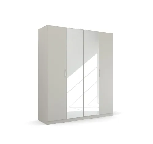 Kleiderschrank Drehtürenschrank Quadra-Spin | 4-türig | mit Spiegeltüren | seidengrau | 181x210 | Griff Pure