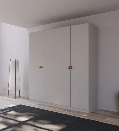 Kleiderschrank Drehtürenschrank Quadra-Spin | 4-türig | seidengrau | 181x210 | Griff Homey