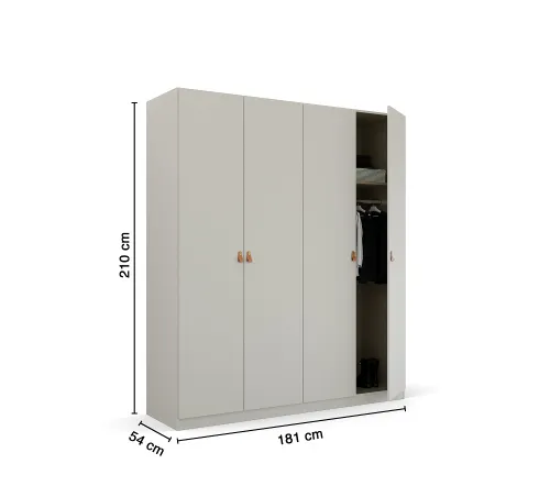 Kleiderschrank Drehtürenschrank Quadra-Spin | 4-türig | seidengrau | 181x210 | Griff Homey