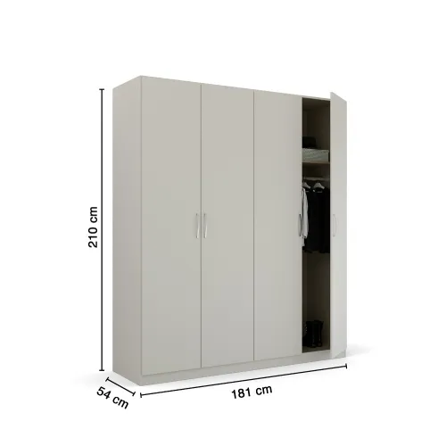 Kleiderschrank Drehtürenschrank Quadra-Spin | 4-türig | seidengrau | 181x210 | Griff Pure