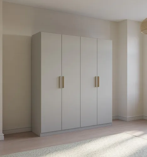 Kleiderschrank Drehtürenschrank Quadra-Spin | 4-türig | seidengrau | 181x210 | Griff Skandi