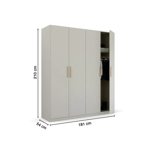 Kleiderschrank Drehtürenschrank Quadra-Spin | 4-türig | seidengrau | 181x210 | Griff Skandi