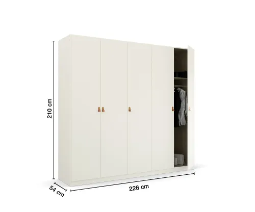 Kleiderschrank Drehtürenschrank Quadra-Spin | 5-türig | alpinweiß | 226x210 | Griff Homey