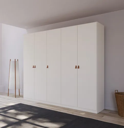 Kleiderschrank Drehtürenschrank Quadra-Spin | 5-türig | alpinweiß | 226x210 | Griff Homey