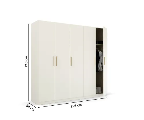 Kleiderschrank Drehtürenschrank Quadra-Spin | 5-türig | alpinweiß | 226x210 | Griff Skandi