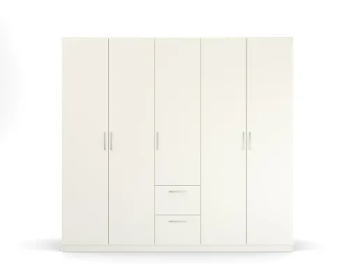 Kleiderschrank Drehtürenschrank Quadra-Spin | 5-türig | mit Schubkästen | alpinweiß | 226x210 | Griff Pure
