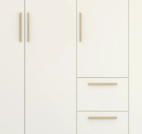 Kleiderschrank Drehtürenschrank Quadra-Spin | 5-türig | mit Schubkästen | alpinweiß | 226x210 | Griff Skandi