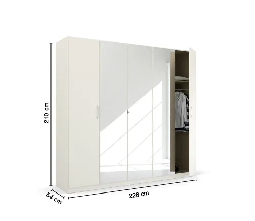 Kleiderschrank Drehtürenschrank Quadra-Spin | 5-türig | mit Spiegeltüren | alpinweiß | 226x210 | Griff Pure