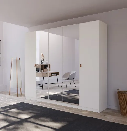 Kleiderschrank Drehtürenschrank Quadra-Spin | 5-türig | mit Spiegeltüren | alpinweiß | 226x210 Homey