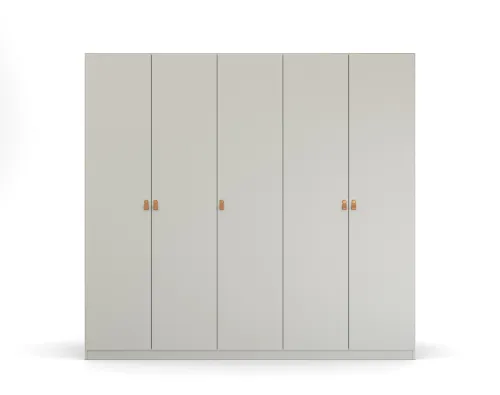 Kleiderschrank Drehtürenschrank Quadra-Spin | 5-türig | seidengrau | 226x210 | Griff Homey