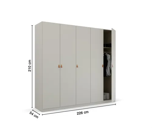 Kleiderschrank Drehtürenschrank Quadra-Spin | 5-türig | seidengrau | 226x210 | Griff Homey