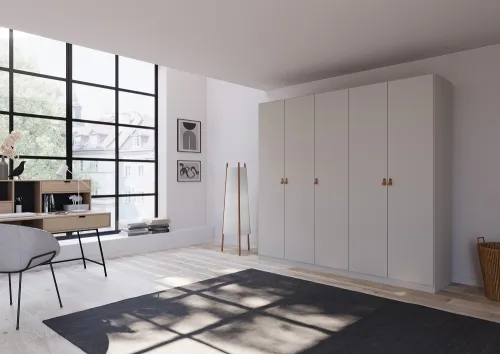 Kleiderschrank Drehtürenschrank Quadra-Spin | 5-türig | seidengrau | 226x210 | Griff Homey