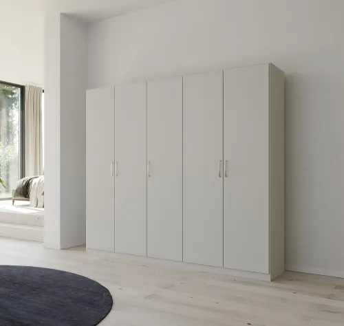 Kleiderschrank Drehtürenschrank Quadra-Spin | 5-türig | seidengrau | 226x210 | Griff Pure